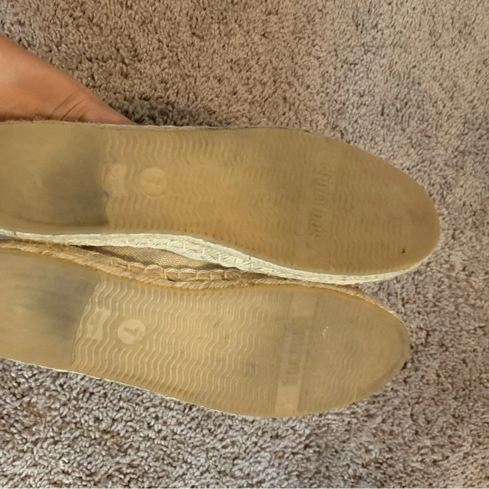 Soludos Boho Embroidered Platform Espadrilles Flats Driving Shoes Cream Red 7